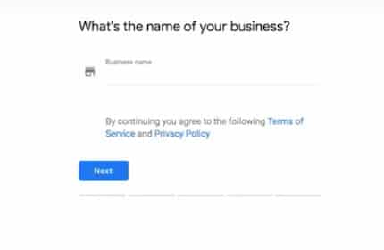 Enter name of businesss in GMB