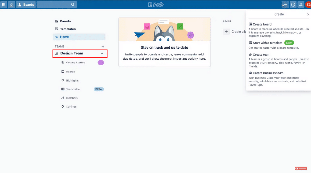 Creating Teams on Trello