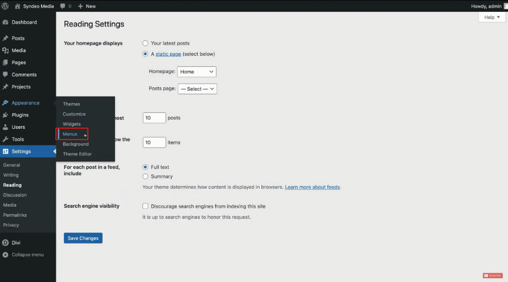 Create your primary menu