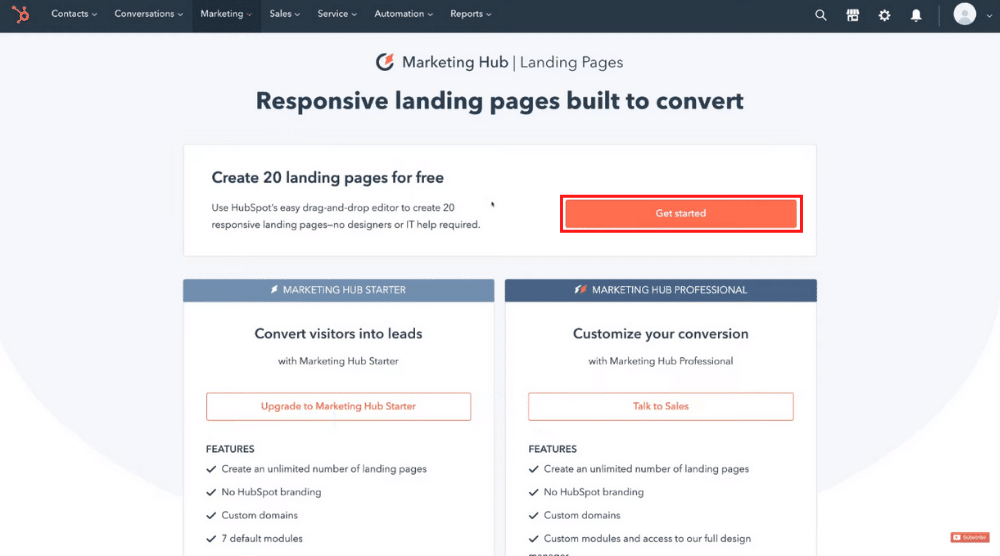 Create a Landing Page using HubSpot