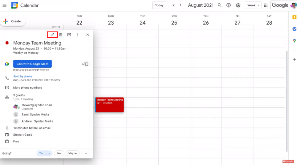 Edit Calendar Events