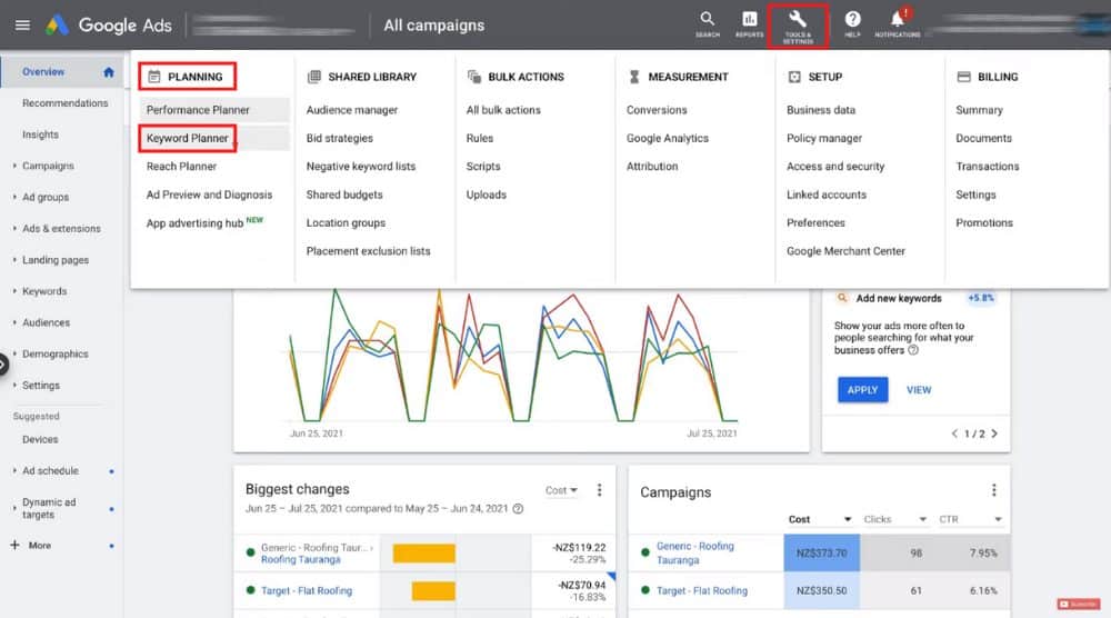 Google keyword tool on sale planner