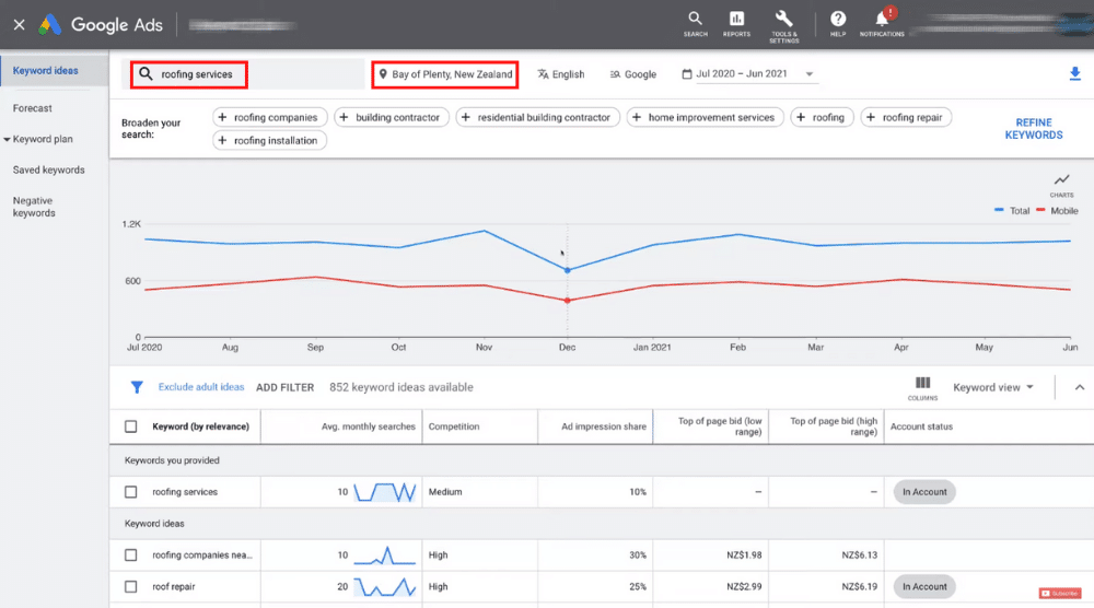 Set the Location Within Google Keyword Planner