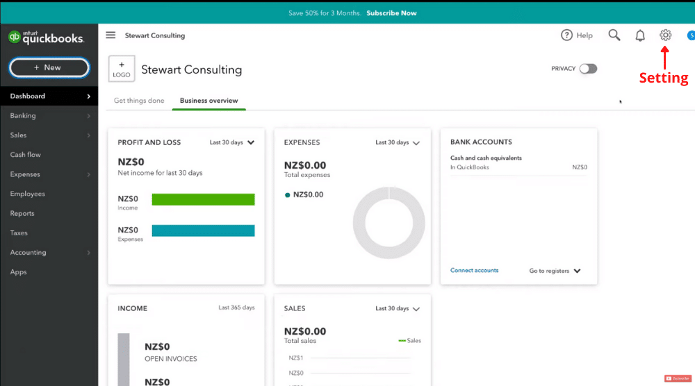 Customize the QuickBooks Account Settings