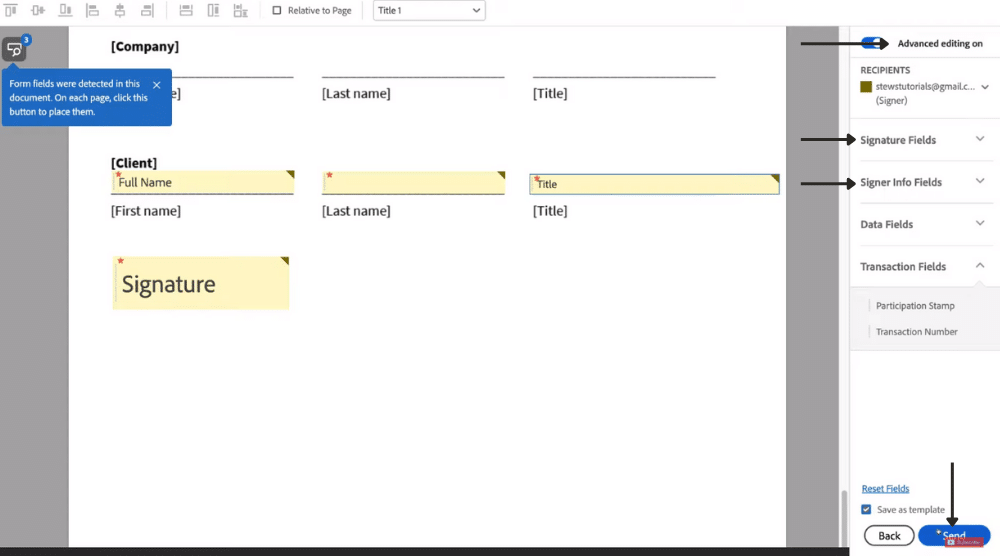 Set Signature Fields