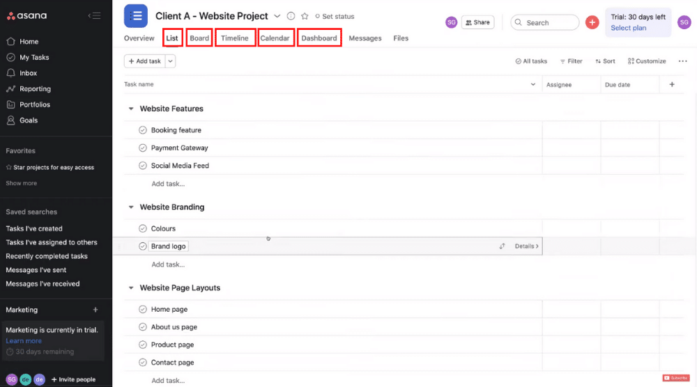 Changing the Project Views