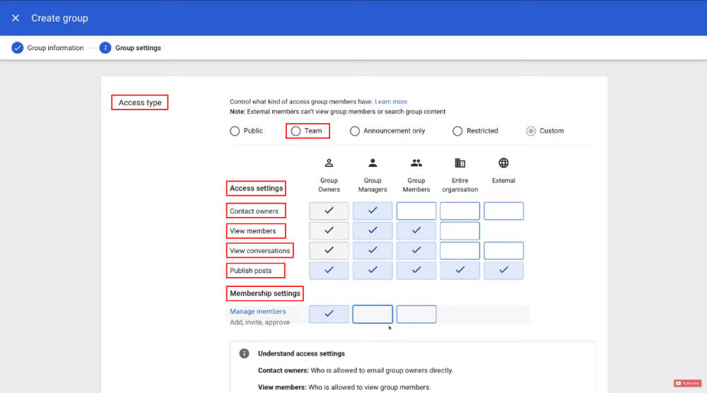 Modifying the Group Settings