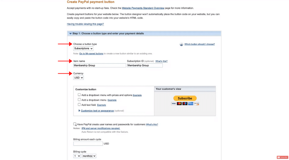 Setting up PayPal Recurring Payments