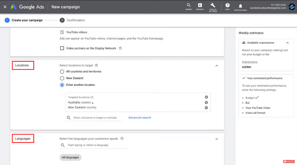 Select Locations & Languages for Your Campaign