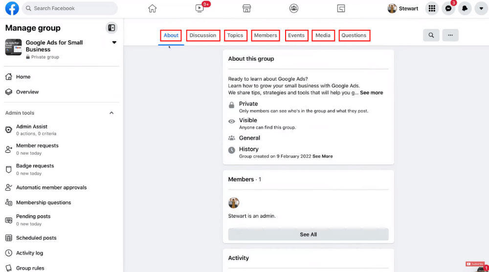 Explore Facebook Group Navigation