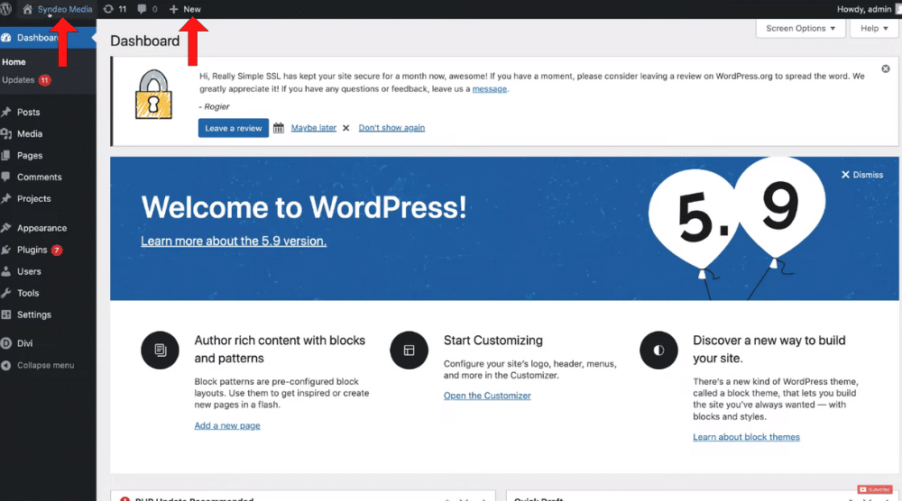 Navigating the WordPress Dashboard