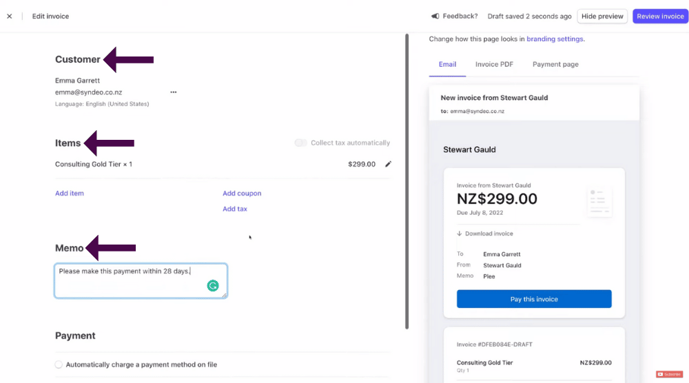 Set Up Invoices in Stripe