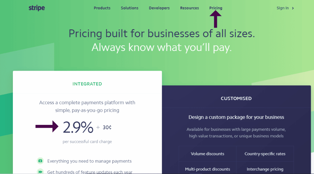 Stripe Pricing Options