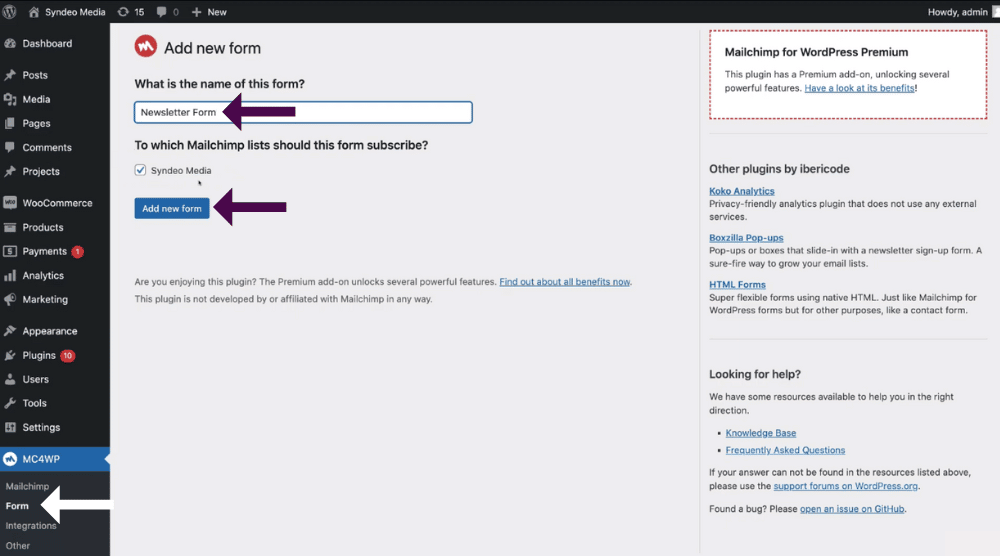 Creating a form to embed on your WordPress website