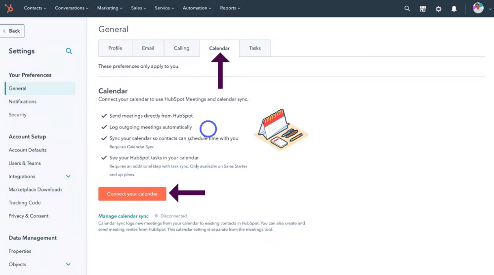 How to connect your Calendar to HubSpot CRM