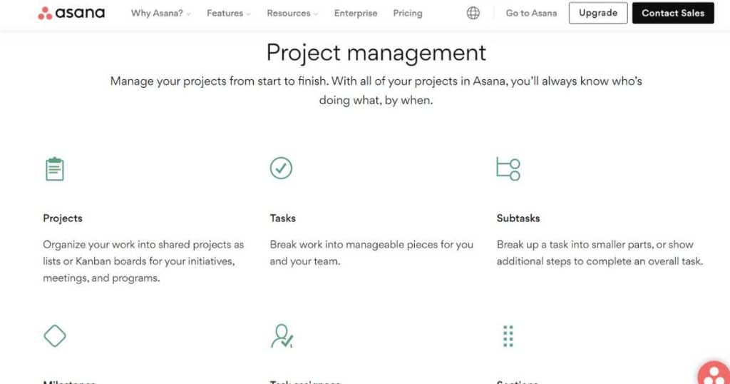 Asana homepage