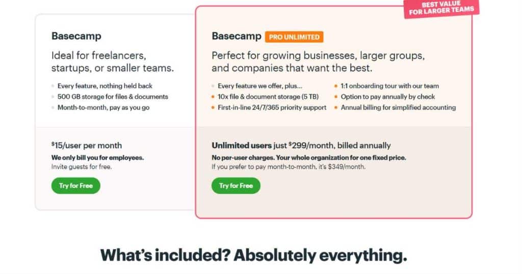 Basecamp pricing May 2023