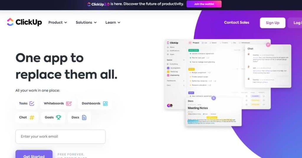 ClickUp homepage