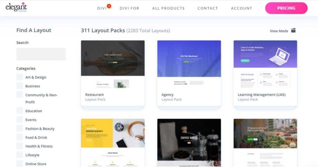 Divi theme templates