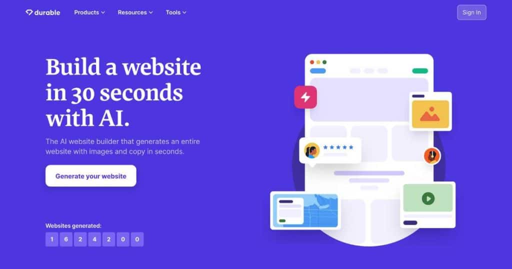 Durable AI website builder and AI tool