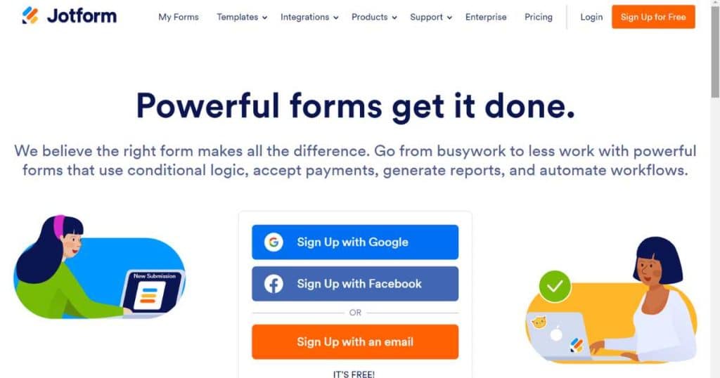 Jotform homepage