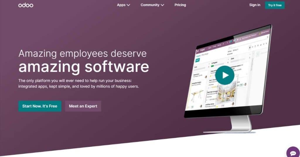 Odoo homepage