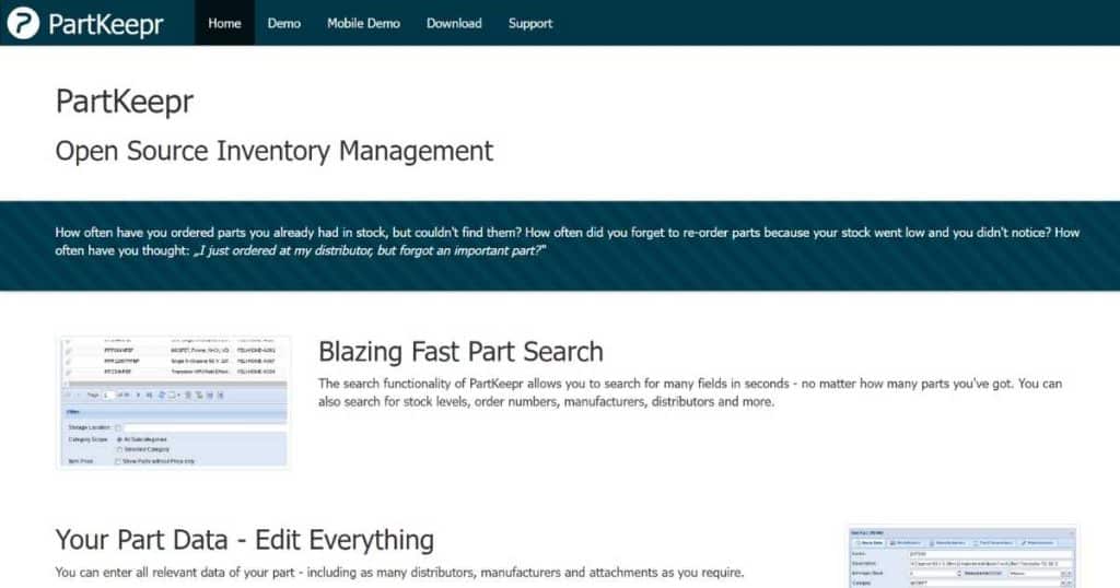 Partkeepr homepage