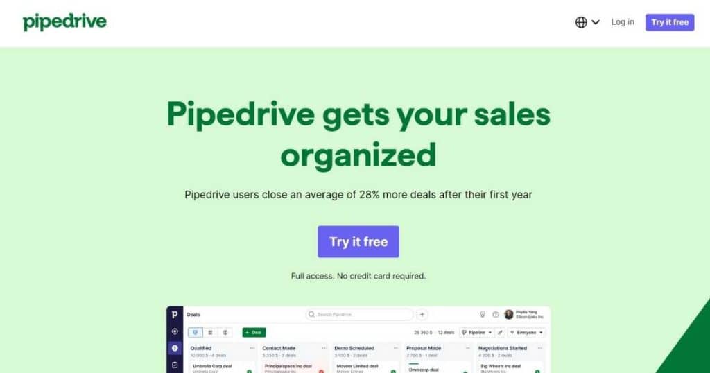 Pipedrive homepage