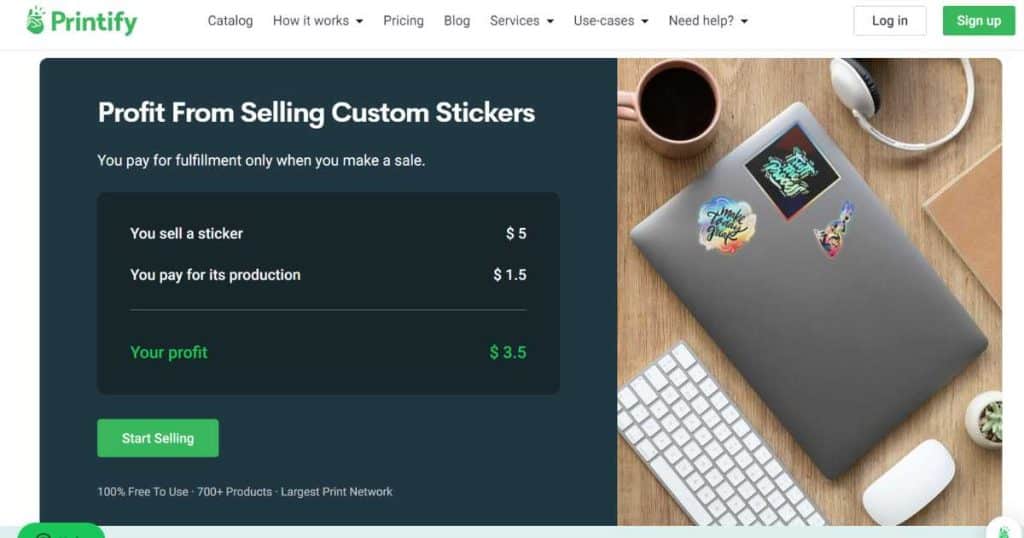 Print on demand stickers profit (image)