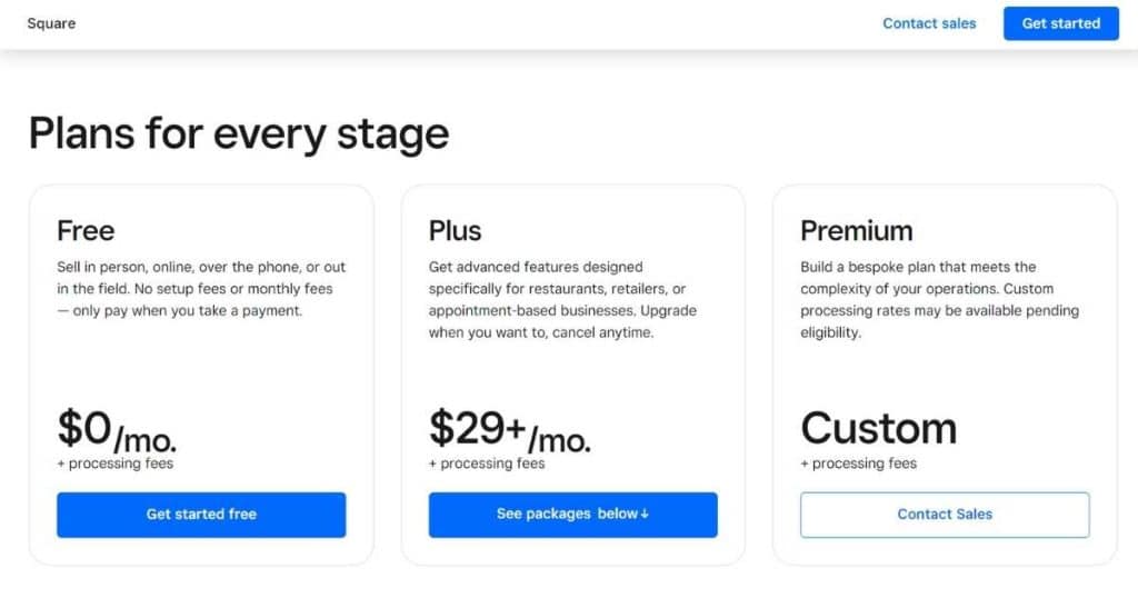 Square pricing