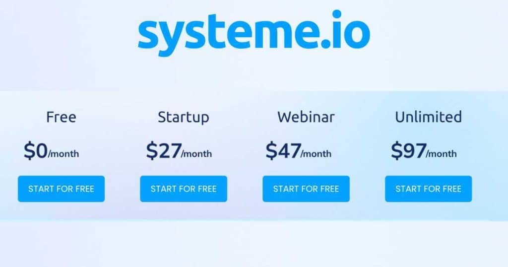 Systeme.io pricing 2023