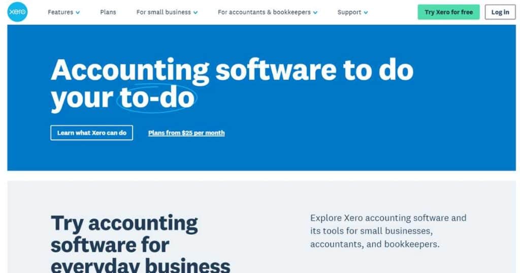 Xero homepage