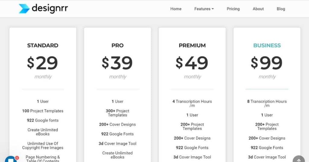 Designrr pricing June 2023