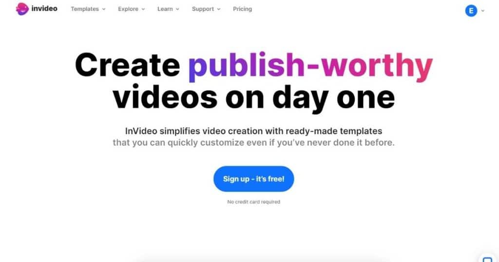 Invideo homepage