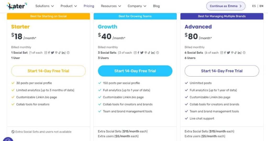 Later pricing June 2023