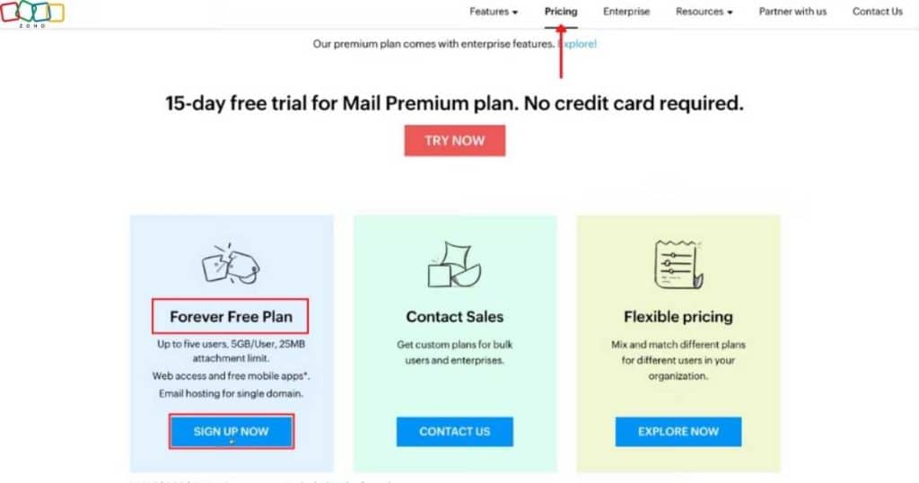 Zoho Mail free business emails