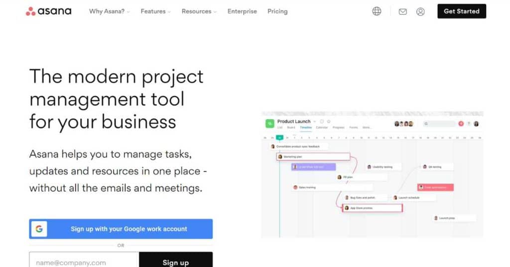 Asana homepage