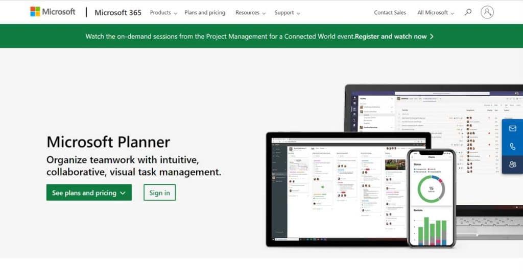 Microsoft Planner homepage