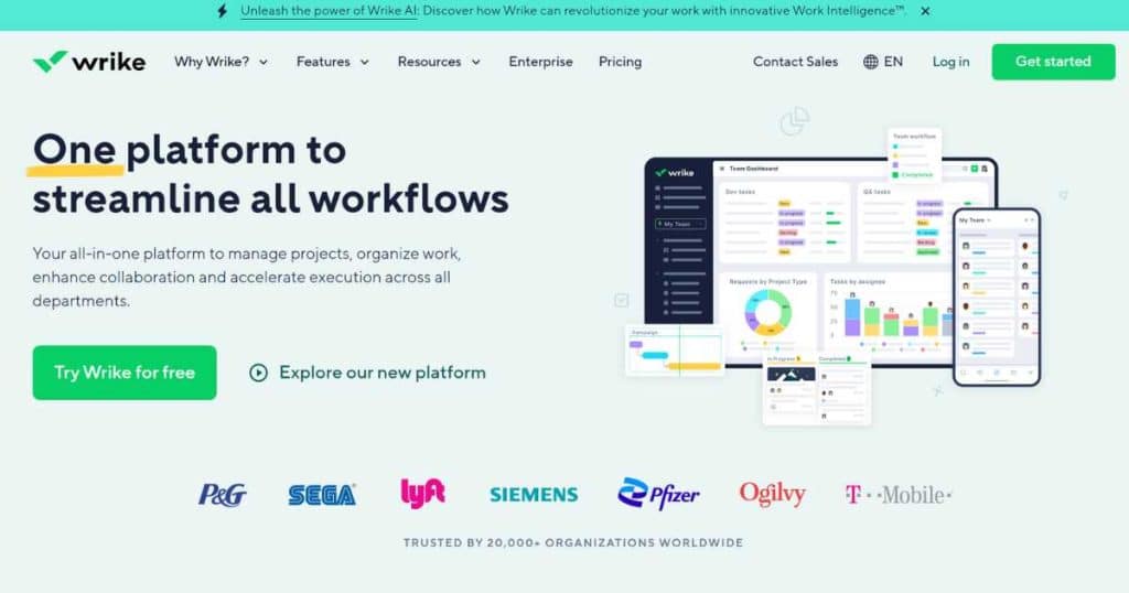 Wrike homepage