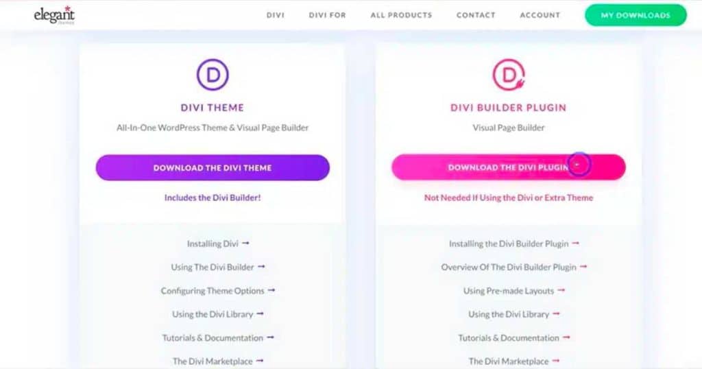 Divi Theme vs Divi Page Builder