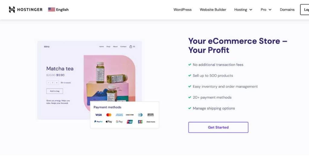 Hostinger AI website builder eCommerce