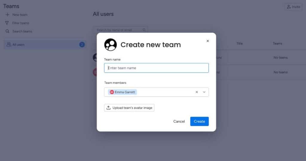 How to create a team in Monday.com