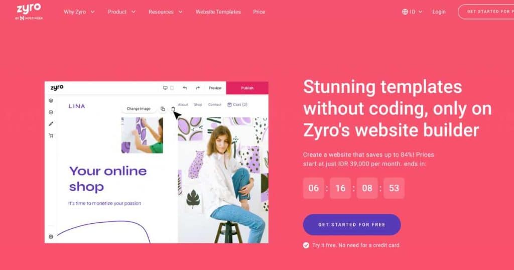 Zyro homepage