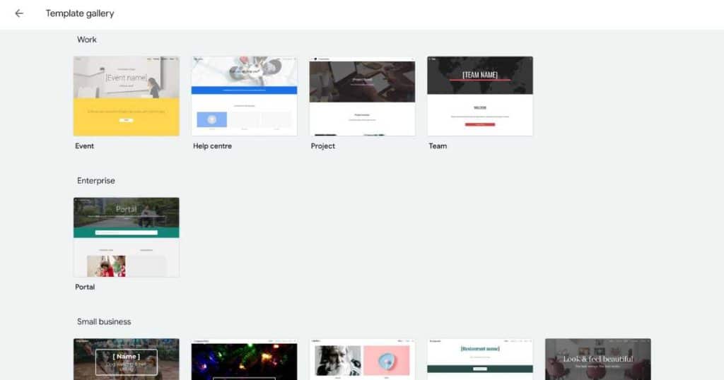 Google Sites Templates Library