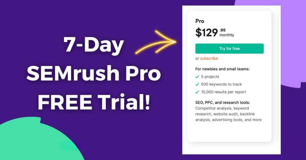 SEMrush Pro Free Trial