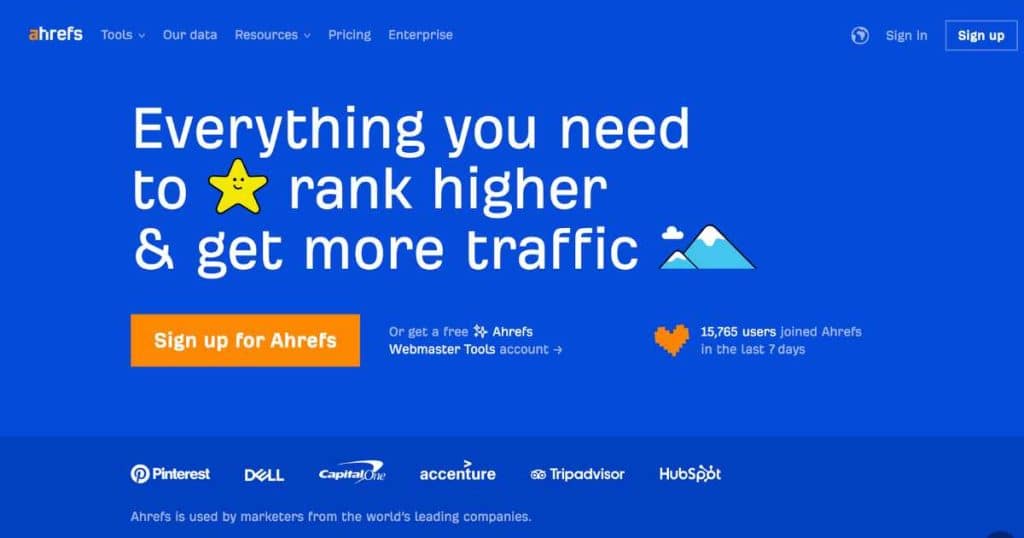 Ahrefs homepage