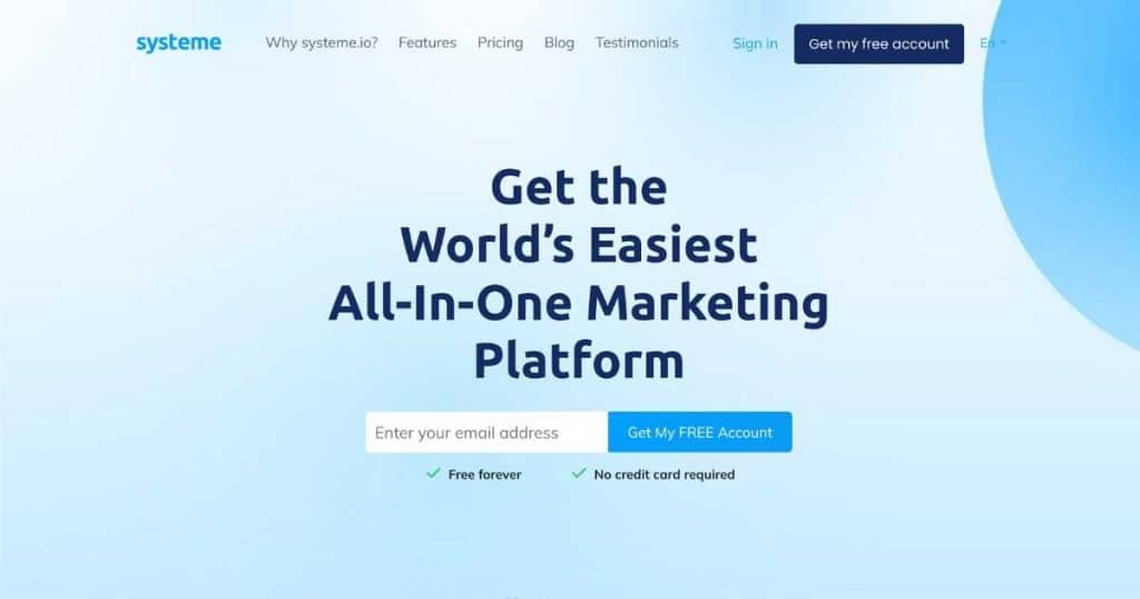 Systeme.io Homepage