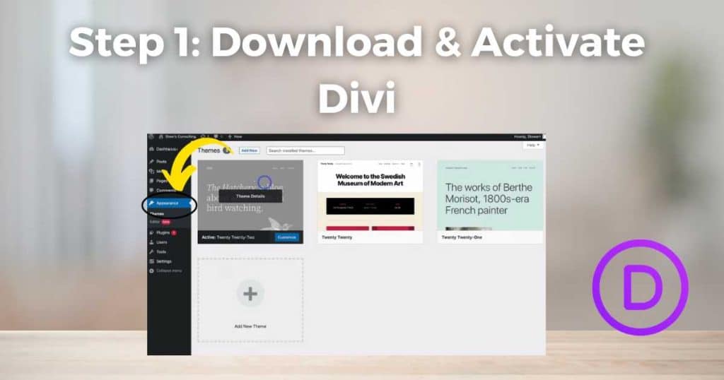 Install and Activate Divi Theme