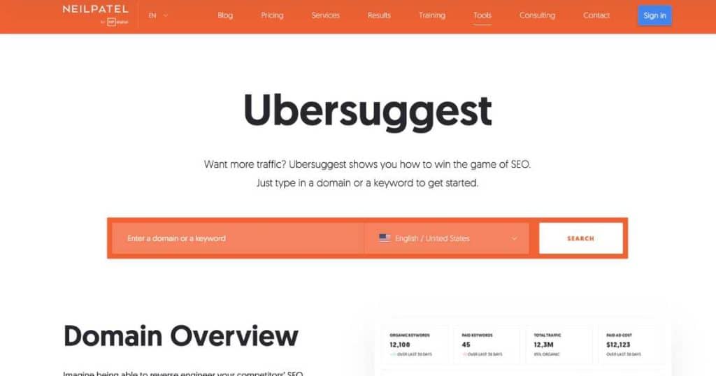 Ubersuggest Keyword Research