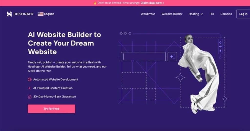 Hostinger AI Website Builder Homepage